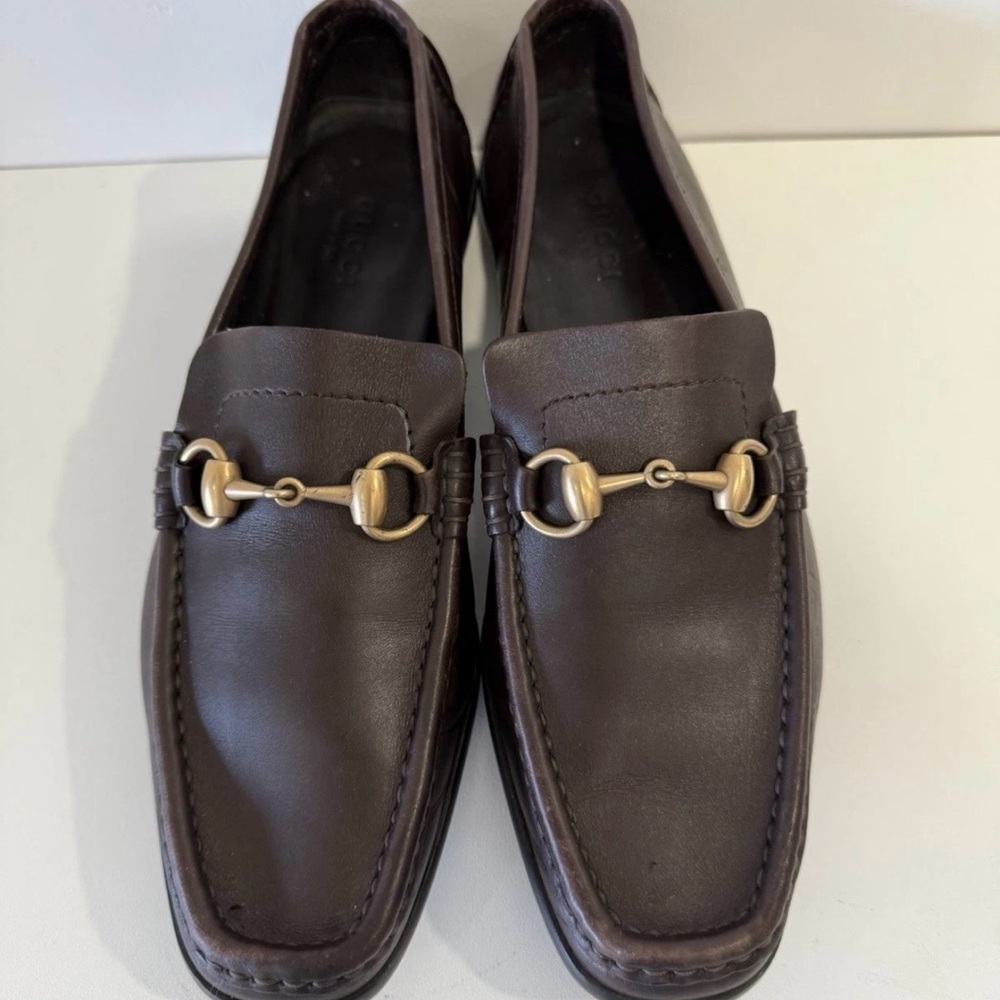 Gucci Dark Brown Leather Horsebit Loafers with Gold Hardware - Picture 2 of 13